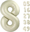 Cream White Foil Number 8 Number Balloon 40 Inch, Helium Mylar Eight Number 8 by Upgesy