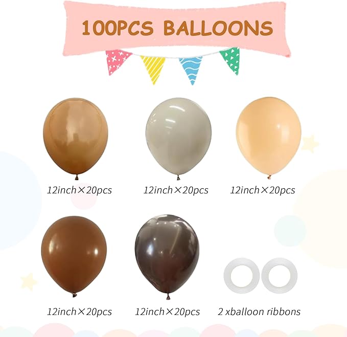 100pcs Brown Balloons - Image 2