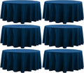 Round Tablecloth 120 Inch Tablecloth 6 Pack Navy Blue Table Cloths Washable by AOCOZHomeLifeMuseum