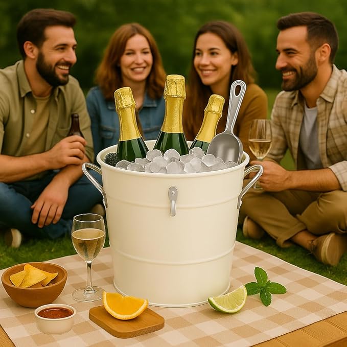 Insulated Ice Bucket with Lid Scoop Handle - Image 5