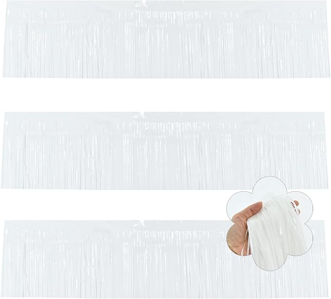 BEISHIDA 3 Packs Metallic Foil Fringe Garland Macaron White Wall Hanging Tinsel by Beishida