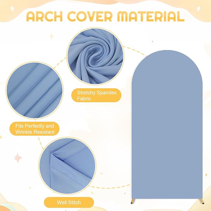 7.2FT Arch Backdrop Stand and Dusty Blue Arch Cover Set Metal Arch Stand - Image 6