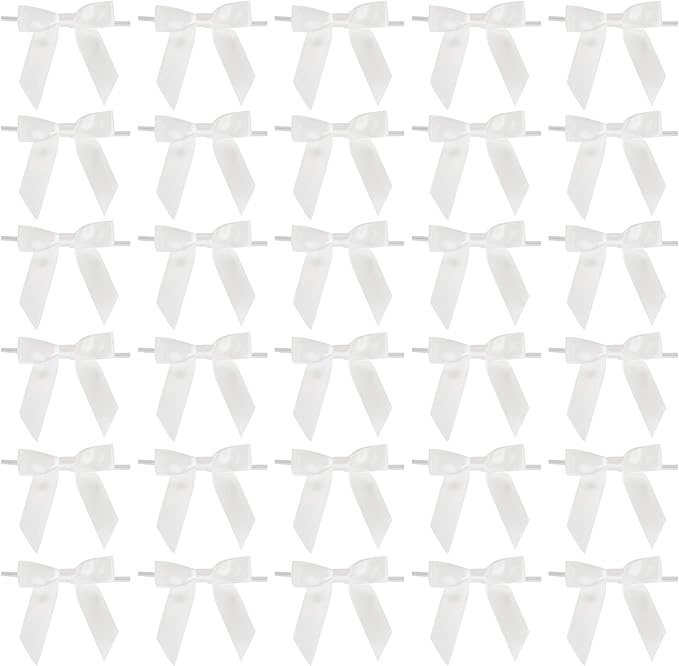 AIMUDI White Bows Bulk 2.5" Christmas Bows Premade Small Bows Pre Tied Mini by AIMUDI