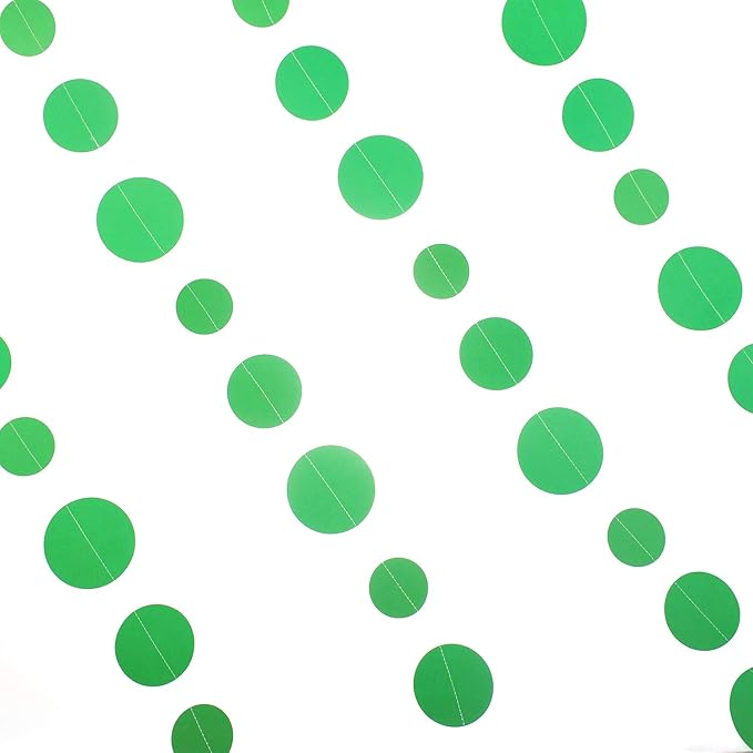 Green Paper Garland Circle Dot Party Banner Streamer Backdrop Hanging - Image 2