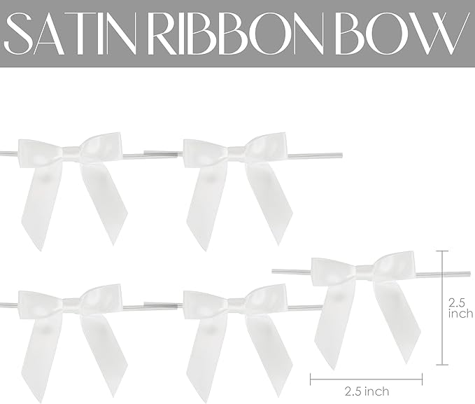 AIMUDI White Bows Bulk 2.5" Christmas Bows Premade Small Bows Pre Tied Mini - Image 2