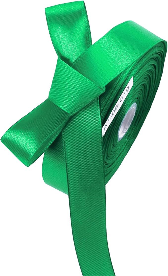 5/8" x 50 Yards Emerald Green Satin Ribbon Single Faced Fabric Ribbons by Oakarbo