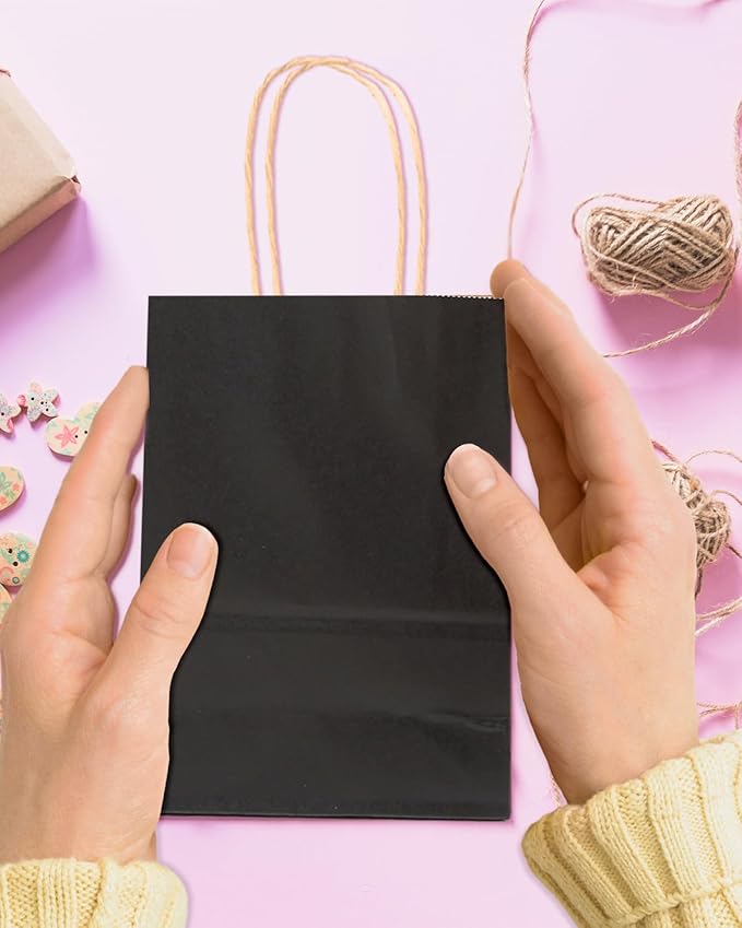 Bakepacker 100 Pcs Black Mini Paper Gift Bags - Image 4