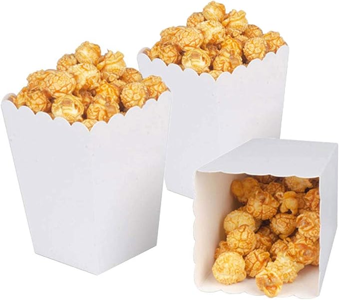 White Popcorn Boxes Mini Paper Popcorn Box Cardboard Popcorn Container by AimtoHome