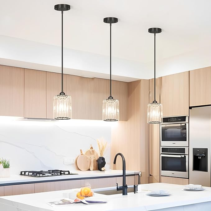 Black Kitchen Pendant Lights Over Island - Image 2