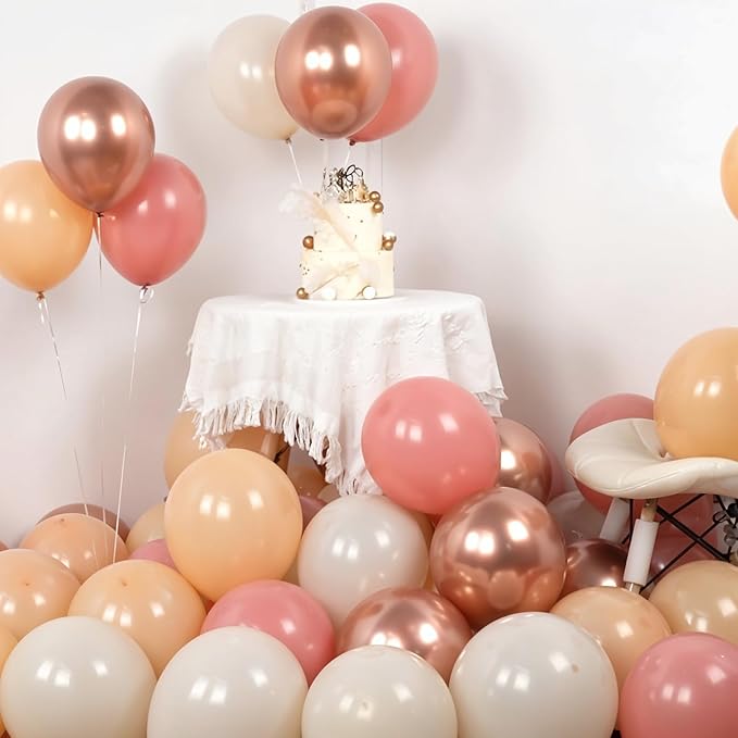 Togvu Retro Blush Pink Balloons, 60 Packs 12 Inch Dusty Pink Metallic Chrome - Image 3