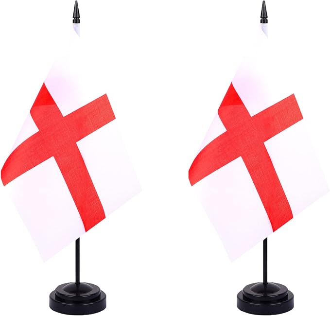 WXTWK 2 Pack England Flag England Deluxe Desk Flag Set by WXTWK