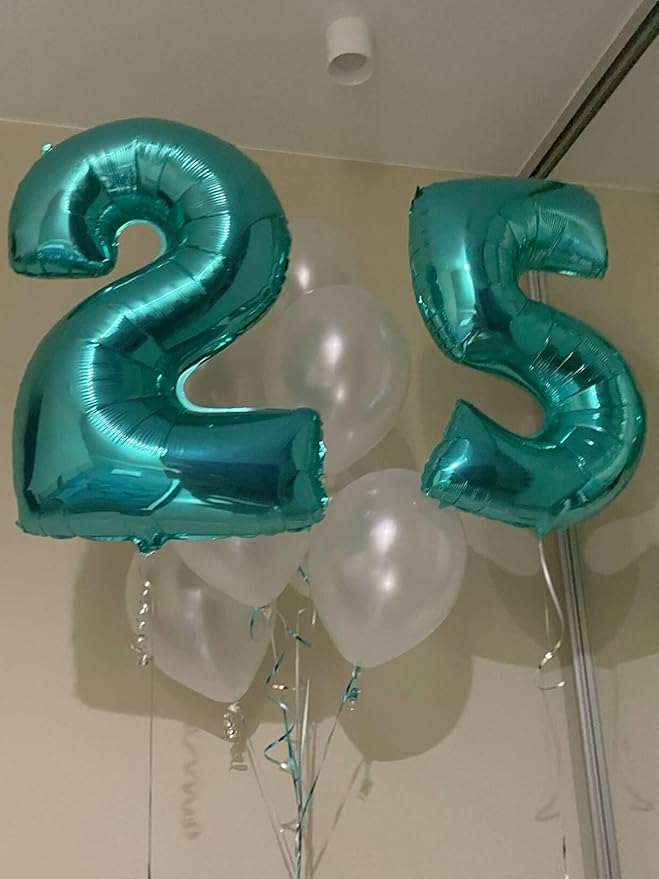 Big 40 Inch Teal Blue 2 Number Balloon Birthday Decoration, Teal Blue Number 2 - Image 5