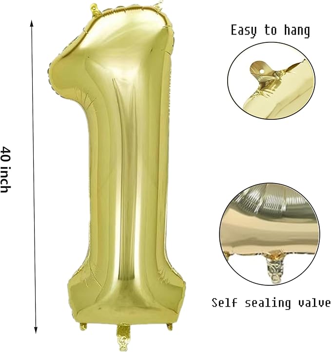 40 Inch Numbers 1 Light Gold Large Balloon Digital 1 - Image 2