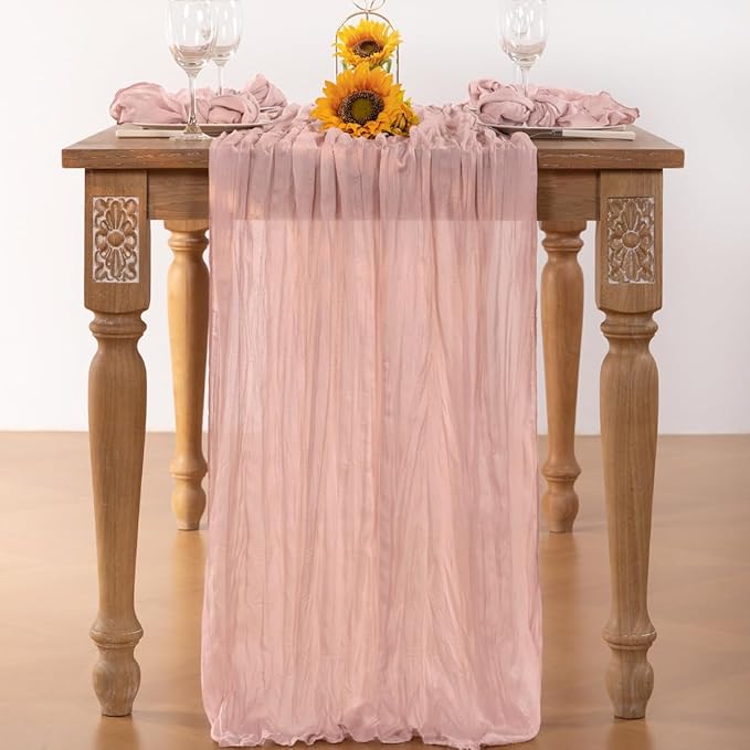 Pink Cheesecloth Table Runner 12 Pack Fall Table Runners Boho Gauze 120 Inches - Image 4
