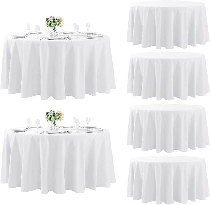 Fokitut 6 Pack Round Tablecloth, 120 Inch, Stain Resistant and Wrinkle by Fokitut