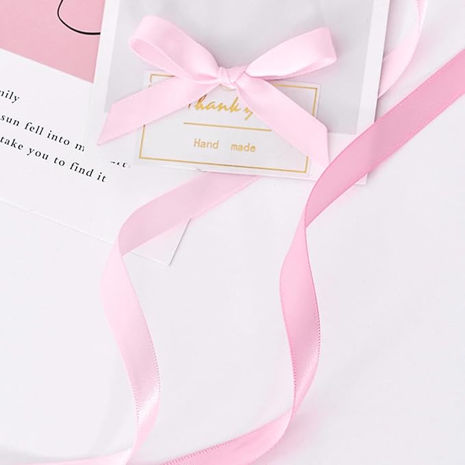 1/2 Inch Pink Satin Ribbon 50 Yards Solid Fabric Ribbons - Image 2