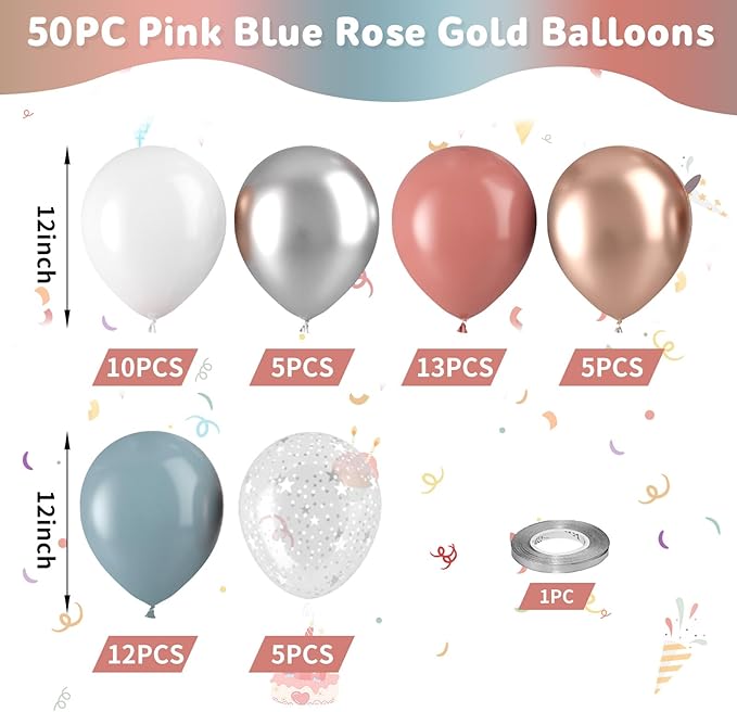 Dusty Pink Blue Balloons - Image 6