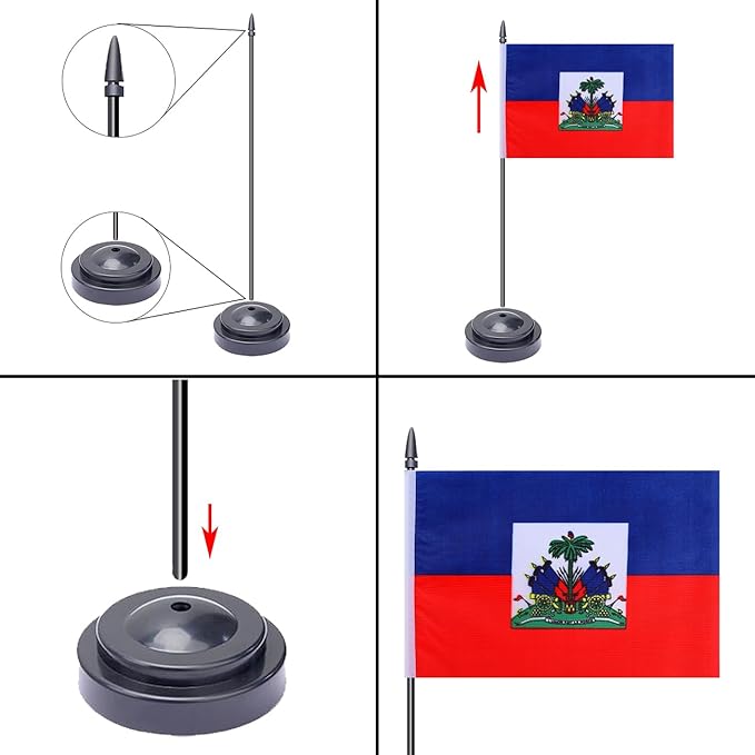 WXTWK 2 Pack Haiti Flag Haiti Deluxe Desk Flag Set - Image 4