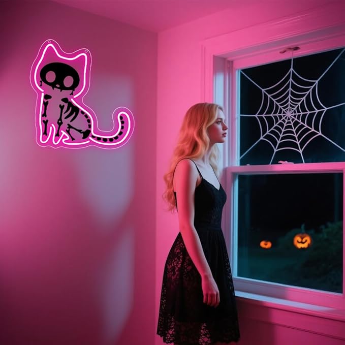 Cat Neon Sign, Halloween Backdrop - Image 7