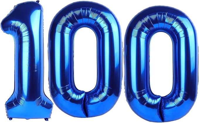 Giant Navy Blue 100 Balloon Number 40 Inch, 100 Number Balloons Birthday by Upgesy