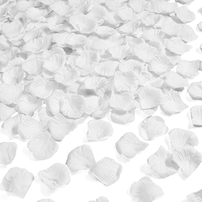 1000 Pcs White Rose Petals Artificial Silk Flower Petals Romantic Decorations by Unknown