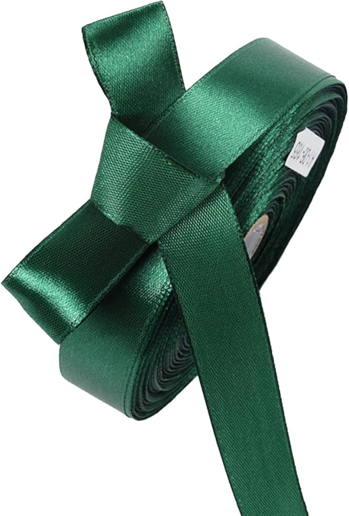 5/8" x 50 Yards Forest Green Satin Ribbon Single Faced Fabric Ribbons by Oakarbo