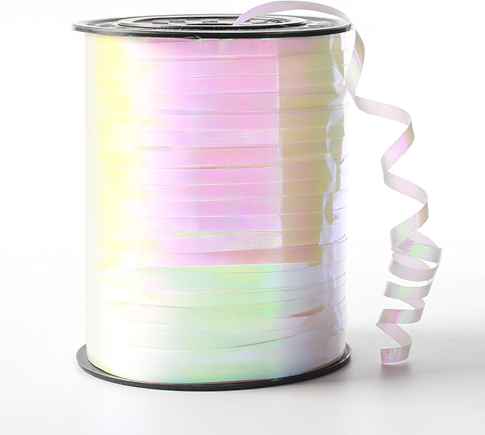 500 Yard Curling Ribbon, 3/16" White Gradient Curly Ribbons by Winjeto