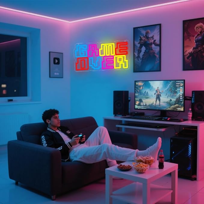 Game Room Neon Sign, Game Over Dimmable LED Light Signs - Image 6
