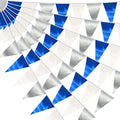 65FT Navy Blue White Silver Triangle Pennant Banner Flag Metallic Fabric by raqieden