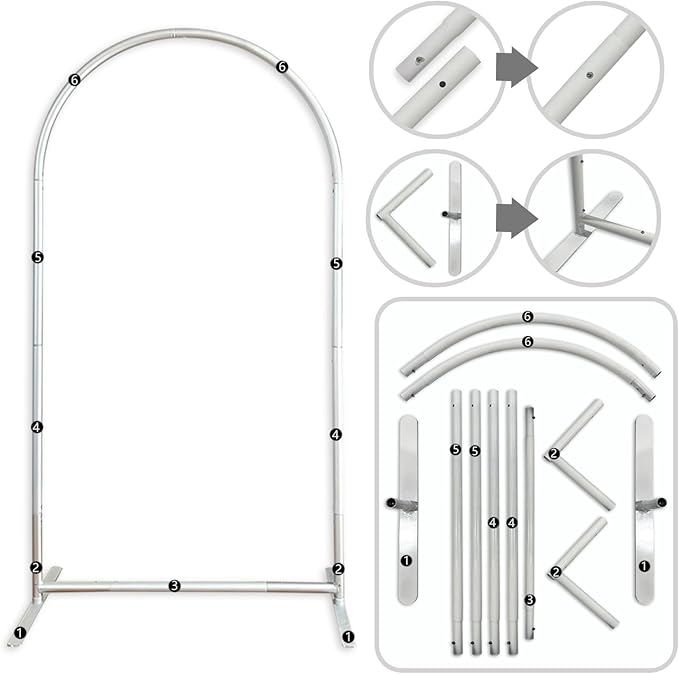 FiVan 2.7ft by 6ft Heavy Duty Trio Arch Backdrop Frame Stands - Image 4