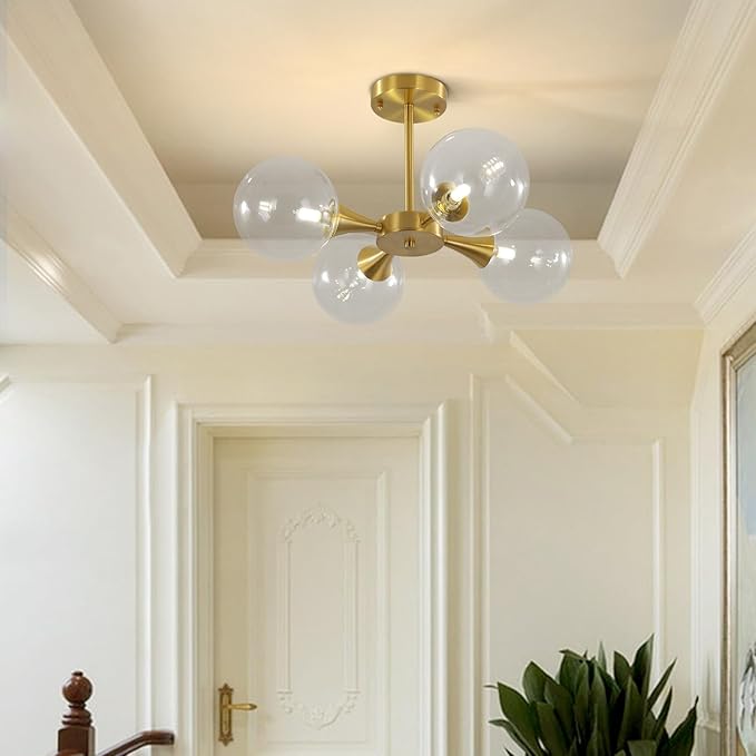 KCO Lighting 4-Lights Modern Globe Semi Flush Mount Ceiling Light Mid Century - Image 4