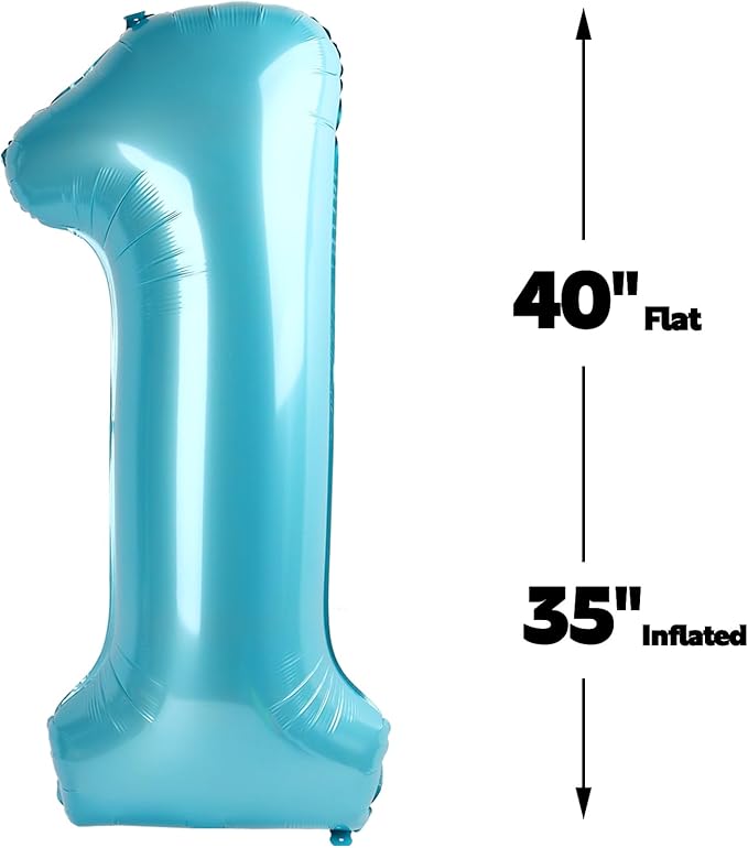 Pearl Blue Number 1 Balloon 40 inch, Number 1 Birthday Balloon - Image 2