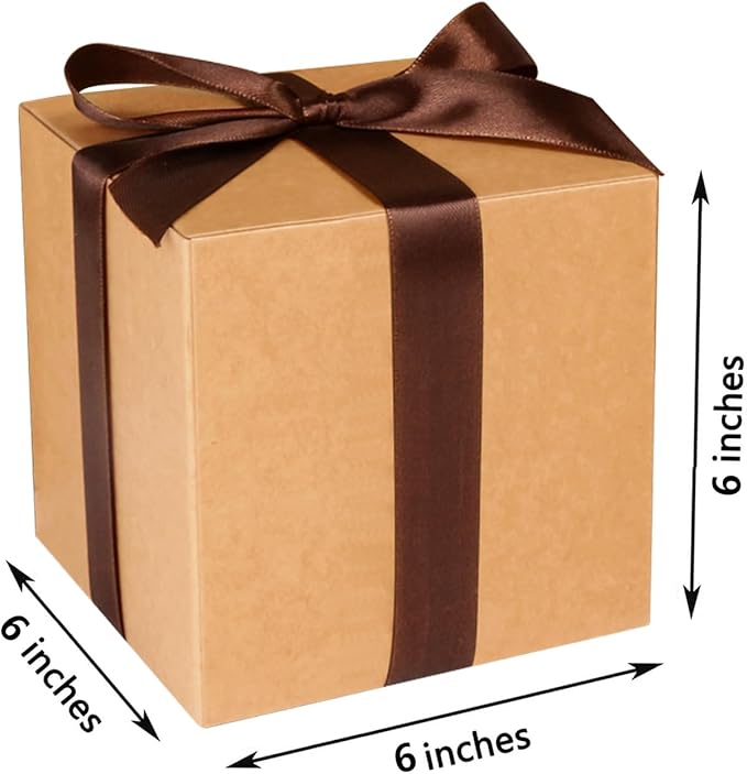 COTOPHER Small Gift Boxes 25 Pack 6x6x6 inches Brown Gift Boxes - Image 5