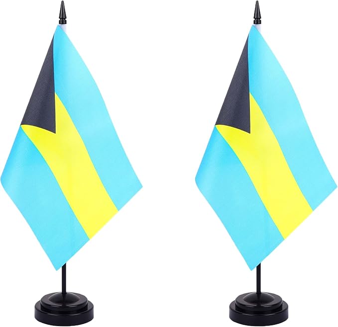WXTWK 2 Pack Bahamas Flag Bahamas Deluxe Desk Flag Set by WXTWK