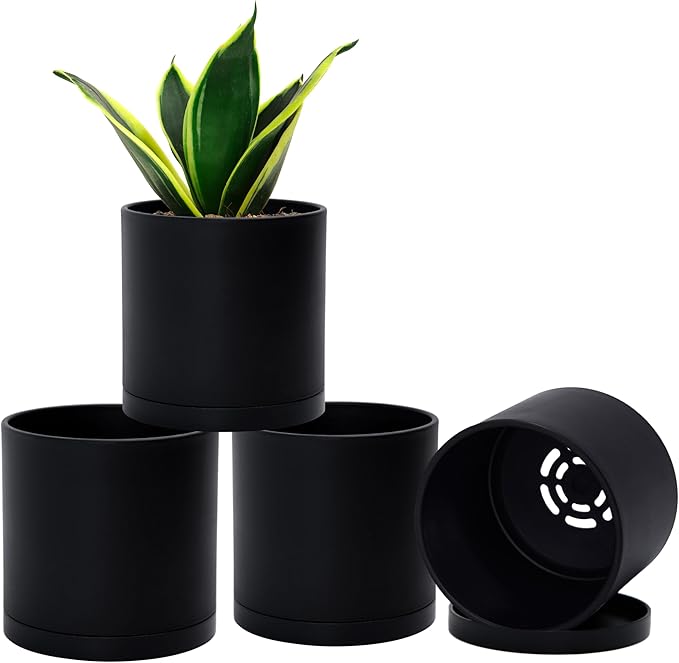 D'vine Dev 4 Pack 4.5 Inch Modern Plastic Plant Pots, Small Garden Planters by DvineDevPlanterPotsandStand
