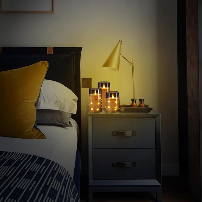 NURADA Flickering Flameless Candles: Built-in Star String Lights 3D Wick - Image 6