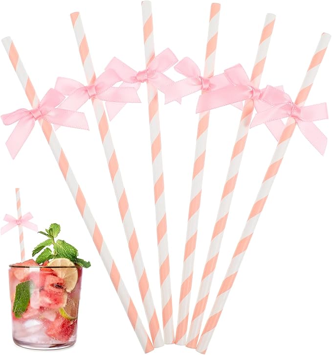 Gadpiparty 60pcs Paper Drinking Straws Disposable Bow Ties Decorative Cocktail - Image 7