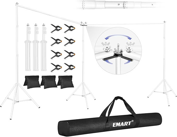 EMART Backdrop Stand, 20x7ft Large Adjustable Background Support System by EMART