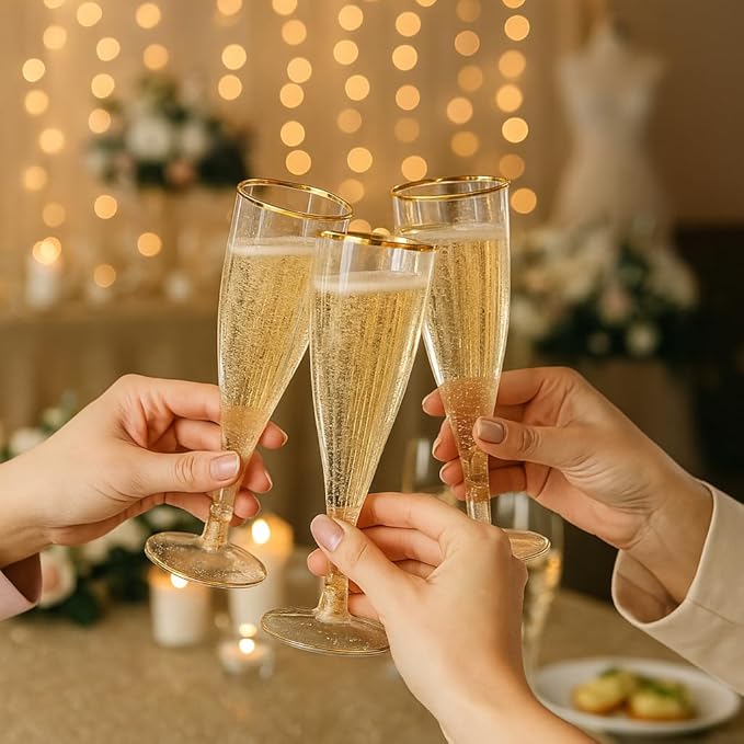 Oojami 90 Plastic 6.5 oz Disposable Champagne Flutes Ideal - Image 4