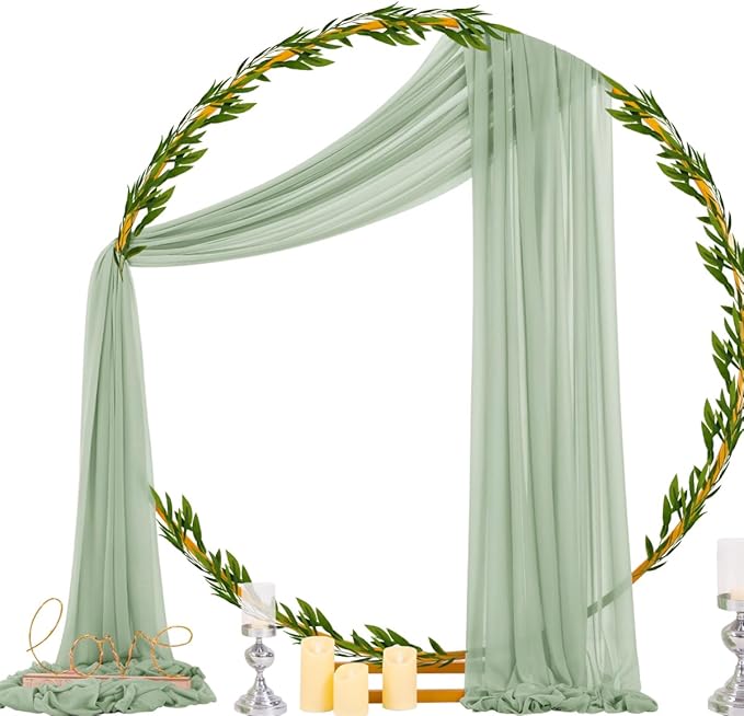 Socomi Sage Green Sheer Wedding Arch Draping Fabric 29" x 20Ft 4 Panels Outdoor - Image 4