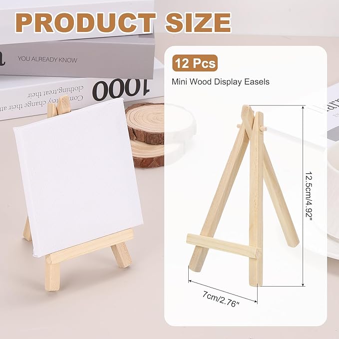 MECCANIXITY Mini Wood Display Easels, 4.9"x2.8"A-Frame Painting Tabletop Easels - Image 2