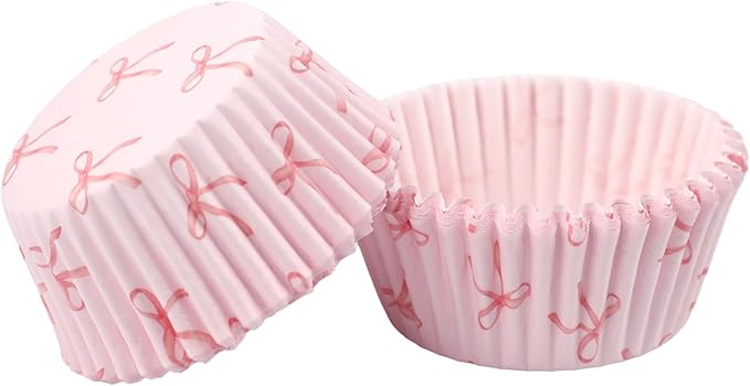 300pcs Pink Bow Cupcake Liners, Bow Cupcake Wrappers Pink Baking Cups by Pokuta