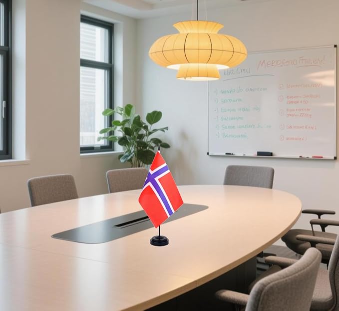 Norway Desk Flag 12" Solid Pole Deluxe Set Norwegian Flags Banner Mini Small - Image 6