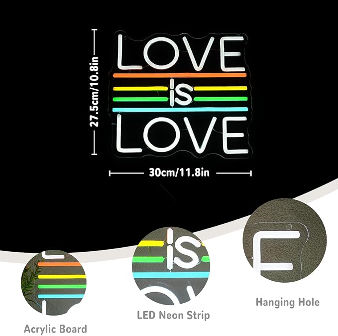 Love Is Love Neon Sign for Wall Decor Wedding Neon Light Pride Rainbow LED Neon - Image 3