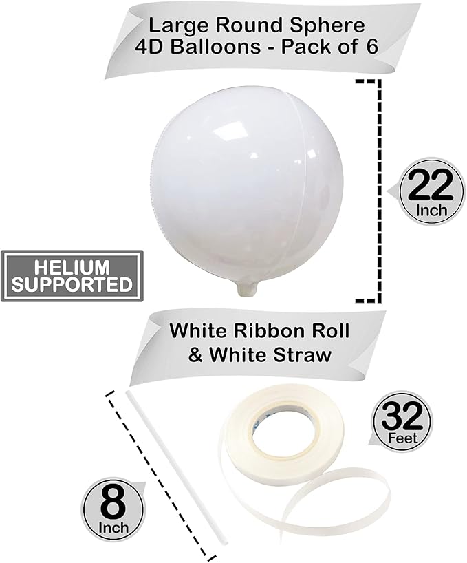 KatchOn, Round White Foil Balloons - Image 2