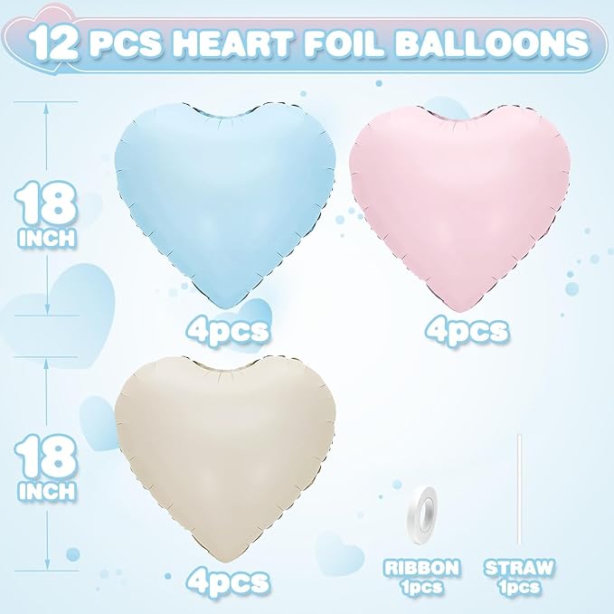 Pink Blue Heart Balloons - Image 2