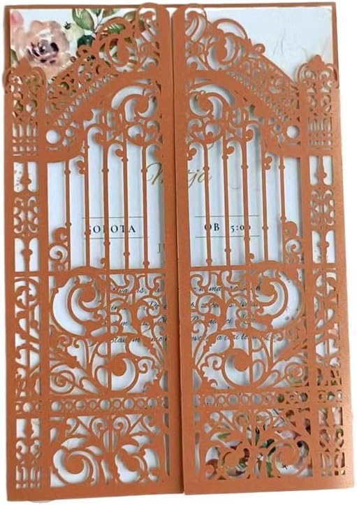 MillaSaw Bronze Fence Laser Cut Invitation Cards Pocket - Image 6
