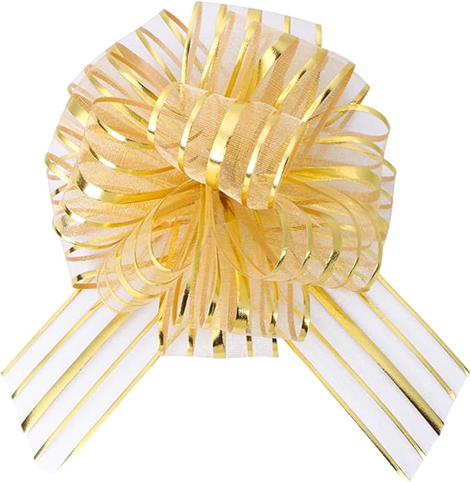 6 Pcs 6 Inch Large Organza Pull Bow Ribbon – Elegant Gift Bows by Unknown