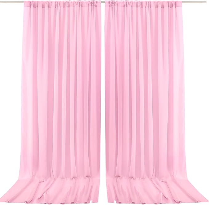 PARTISKY 10x10ft Pink Chiffon Sheer Backdrop Curtains, Wrinkle-Free Wedding by Partisky