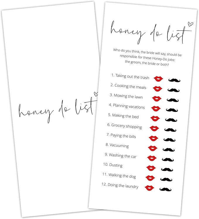 Bridal Shower Games, Honey Do List, Wedding Shower Games by Tsunerrorami